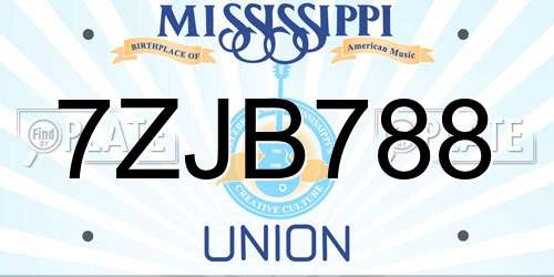 7ZJB788 Mississippi License Plate