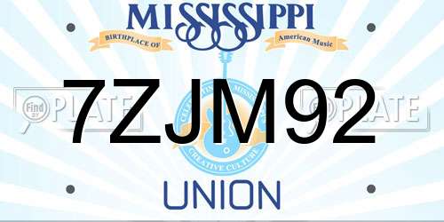 7ZJM92 Mississippi License Plate