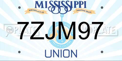 7ZJM97 Mississippi License Plate