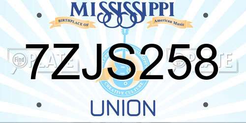 7ZJS258 Mississippi License Plate