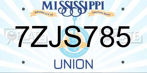 7ZJS785 Mississippi License Plate