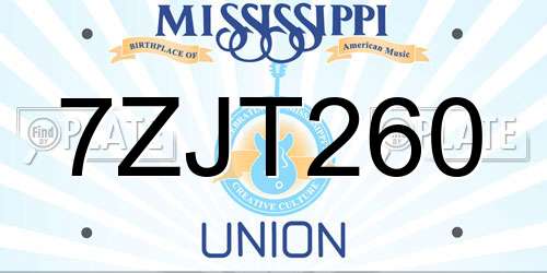 7ZJT260 Mississippi License Plate