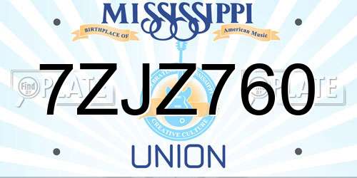 7ZJZ760 Mississippi License Plate