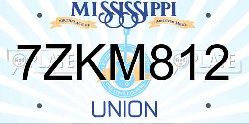 7ZKM812 Mississippi License Plate