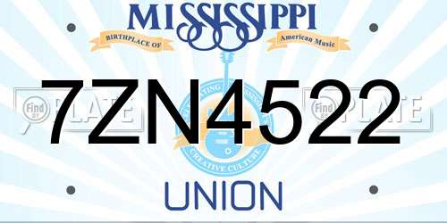 7ZN4522 Mississippi License Plate