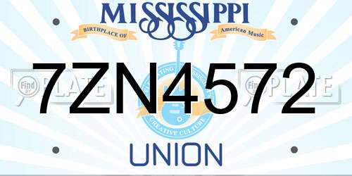 7ZN4572 Mississippi License Plate