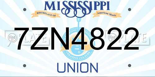 7ZN4822 Mississippi License Plate