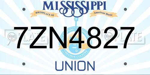 7ZN4827 Mississippi License Plate