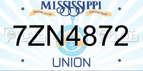 7ZN4872 Mississippi License Plate