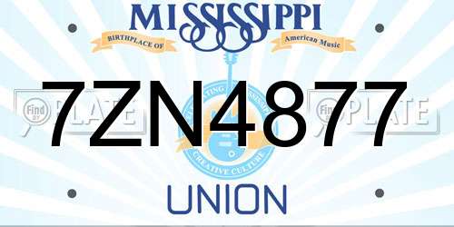 7ZN4877 Mississippi License Plate