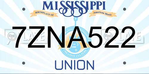 7ZNA522 Mississippi License Plate