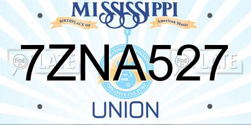 7ZNA527 Mississippi License Plate