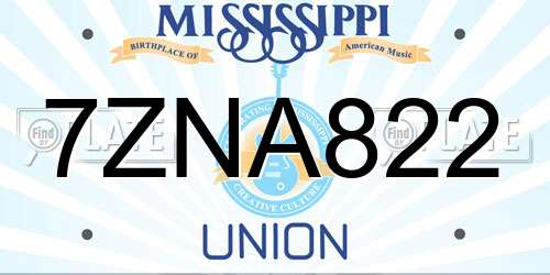 7ZNA822 Mississippi License Plate