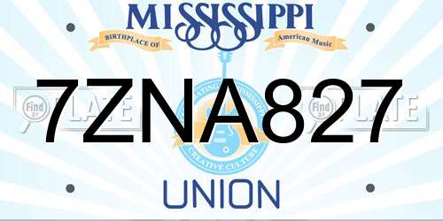 7ZNA827 Mississippi License Plate