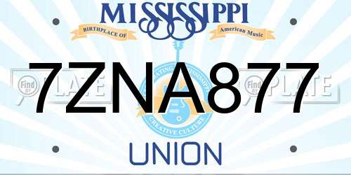 7ZNA877 Mississippi License Plate