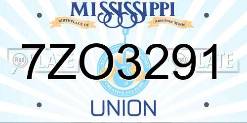 7ZO3291 Mississippi License Plate