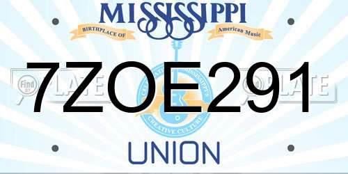 7ZOE291 Mississippi License Plate