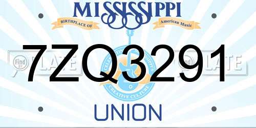 7ZQ3291 Mississippi License Plate