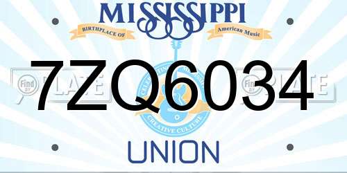 7ZQ6034 Mississippi License Plate