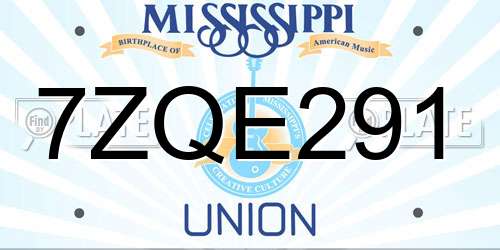 7ZQE291 Mississippi License Plate