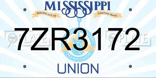 7ZR3172 Mississippi License Plate