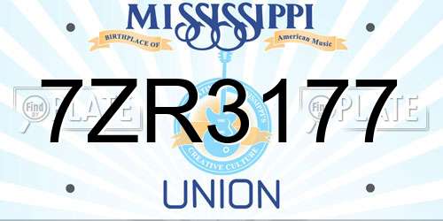 7ZR3177 Mississippi License Plate