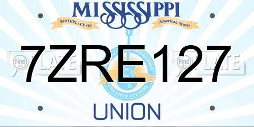 7ZRE127 Mississippi License Plate