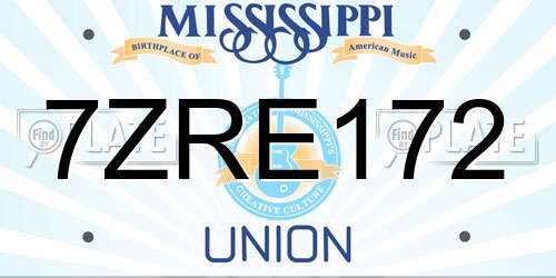 7ZRE172 Mississippi License Plate