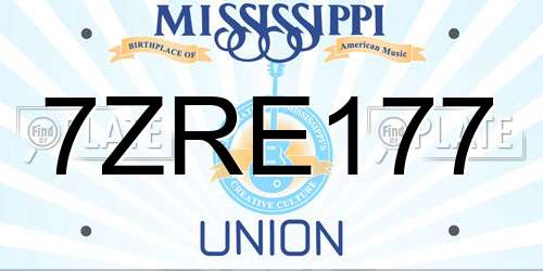 7ZRE177 Mississippi License Plate