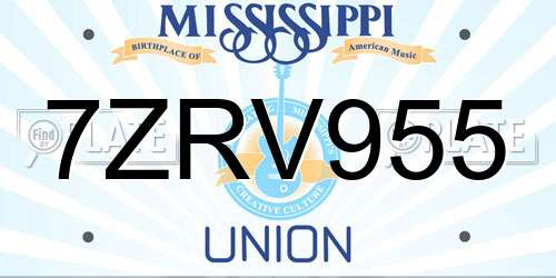 7ZRV955 Mississippi License Plate