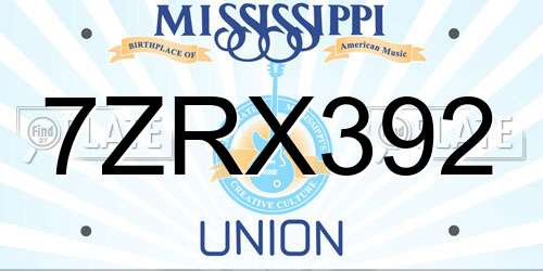 7ZRX392 Mississippi License Plate