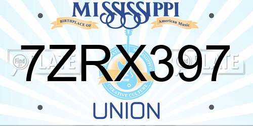 7ZRX397 Mississippi License Plate