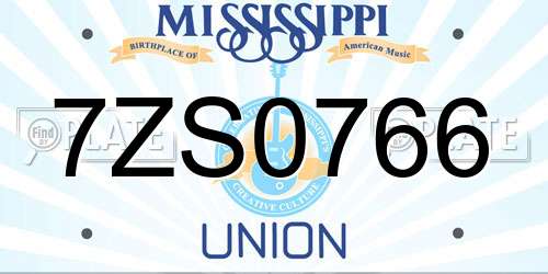 7ZS0766 Mississippi License Plate