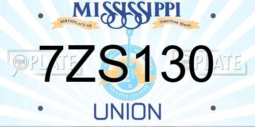 7ZS130 Mississippi License Plate