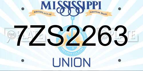 7ZS2263 Mississippi License Plate