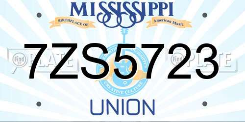 7ZS5723 Mississippi License Plate