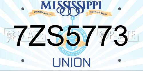 7ZS5773 Mississippi License Plate