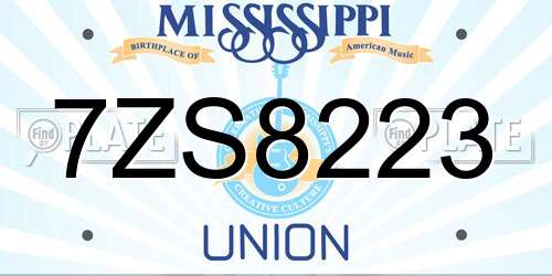 7ZS8223 Mississippi License Plate