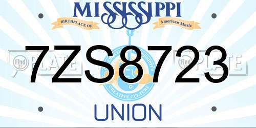 7ZS8723 Mississippi License Plate