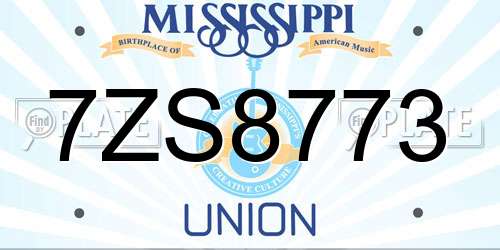 7ZS8773 Mississippi License Plate