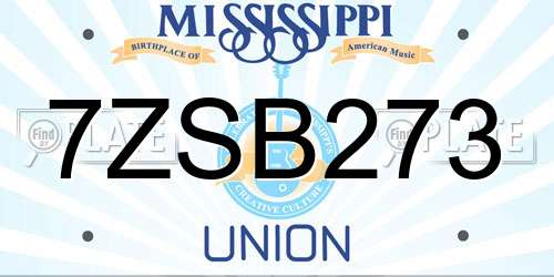 7ZSB273 Mississippi License Plate