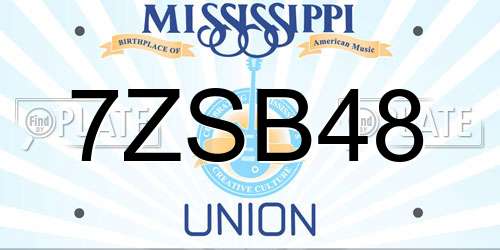 7ZSB48 Mississippi License Plate