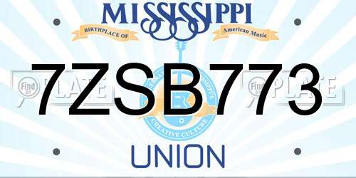 7ZSB773 Mississippi License Plate