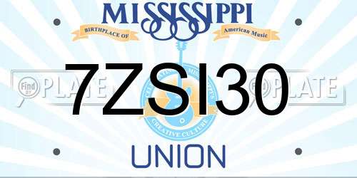 7ZSI30 Mississippi License Plate