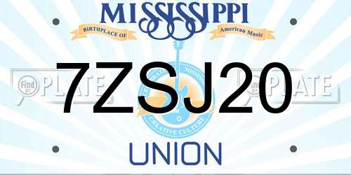7ZSJ20 Mississippi License Plate