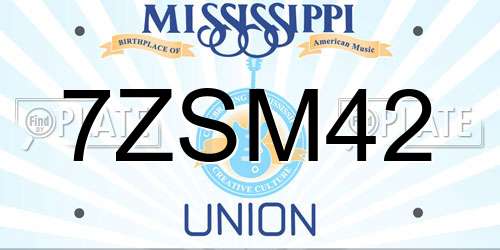 7ZSM42 Mississippi License Plate