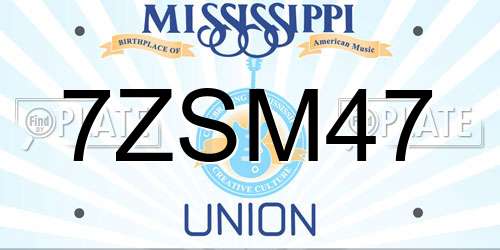 7ZSM47 Mississippi License Plate
