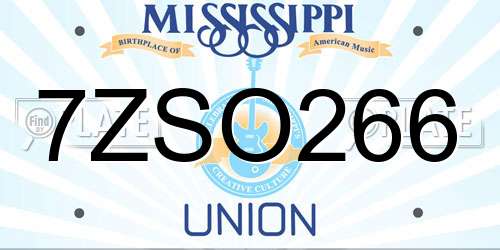7ZSO266 Mississippi License Plate