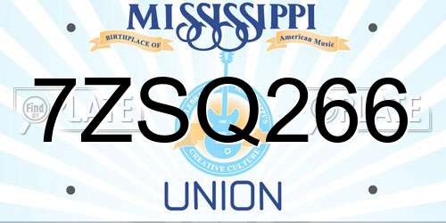 7ZSQ266 Mississippi License Plate