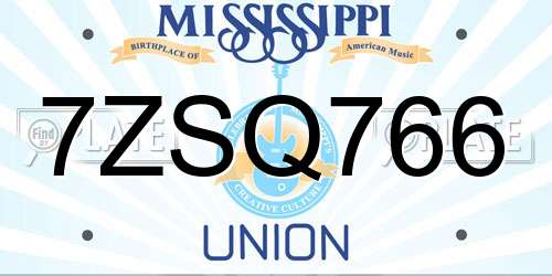 7ZSQ766 Mississippi License Plate